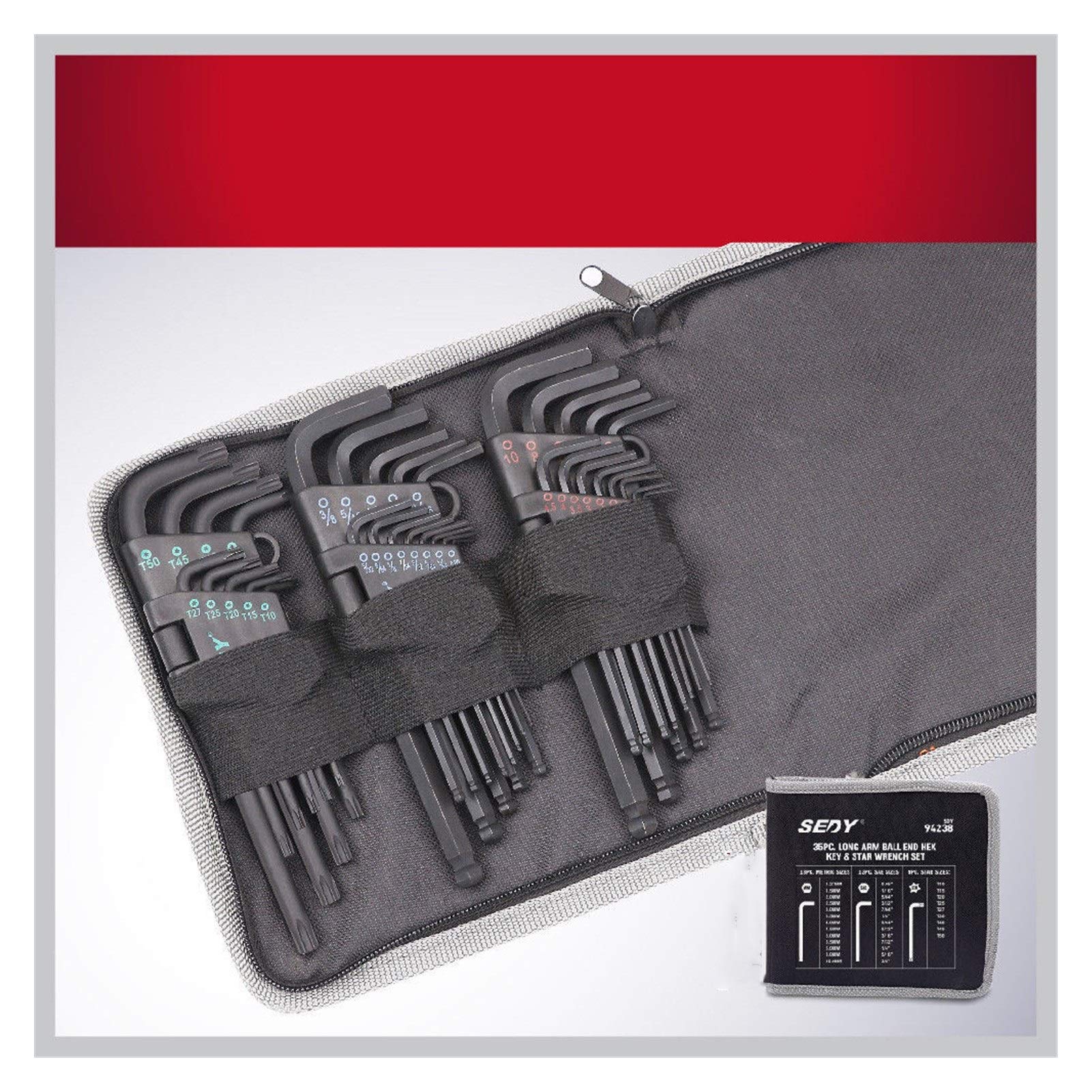 Set di Chiavi Tipo L 35PCS Braccio a Braccio a Sfera a Sfera Set End End Tasto Esacto Allen Set Set Chiave Universale Set di Tasti Universale Metrica con Set di Strumenti di Riparazione Biciclette