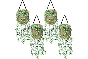 Artificial Flower Hanging Basket with Woven Storage