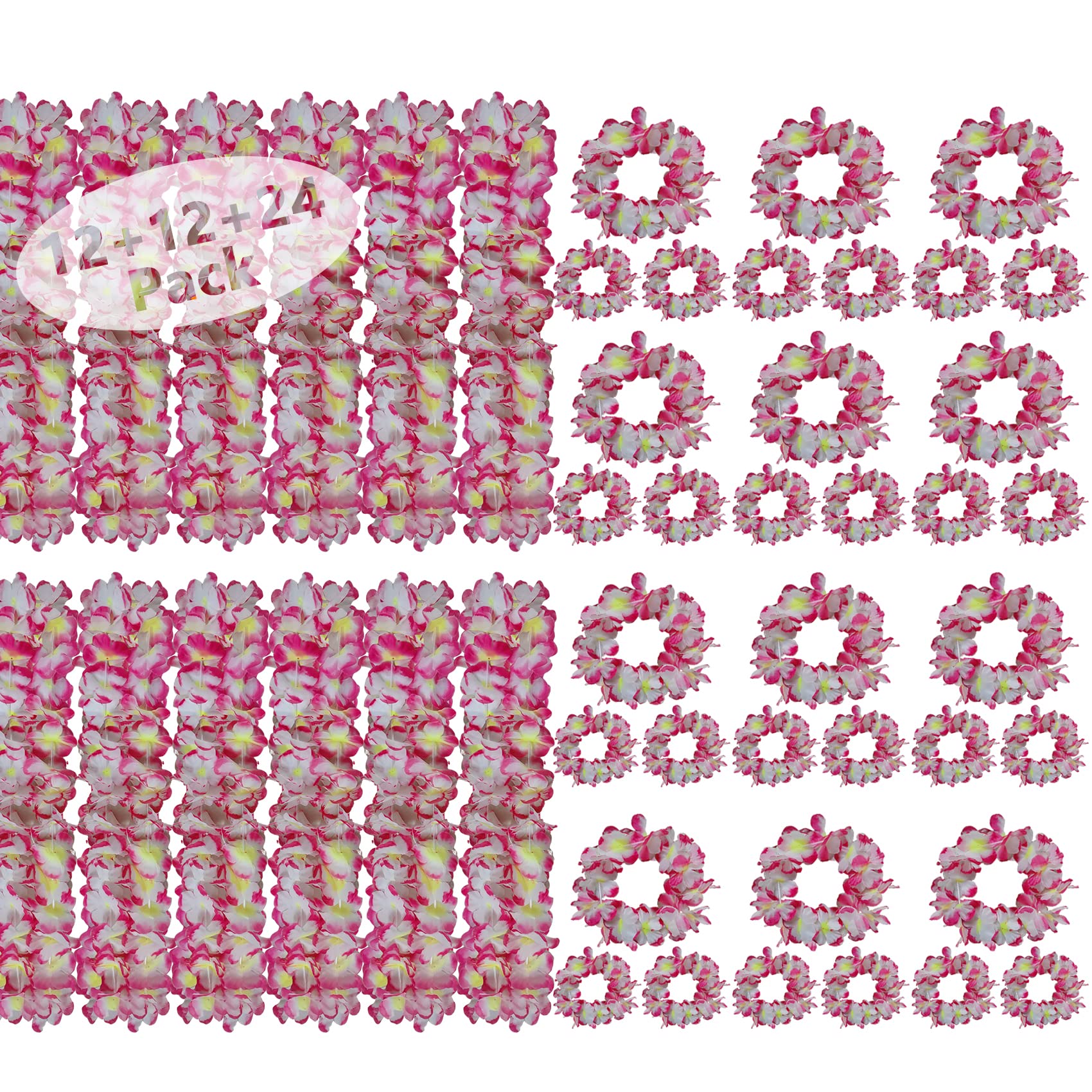 Leis per Luau Party Hawaiian Leis Bulk Collana floreale con fascia Bracciali Set Beach Addio al nubilato Decorazioni per feste
