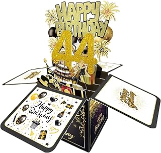 Joycard 44th Birthday Card, 44th Birthday Decorations for Women Men, Happy Birthday 3D Cards for 44 Year Old Her Him, Birthday Gift Box for Wife Husband