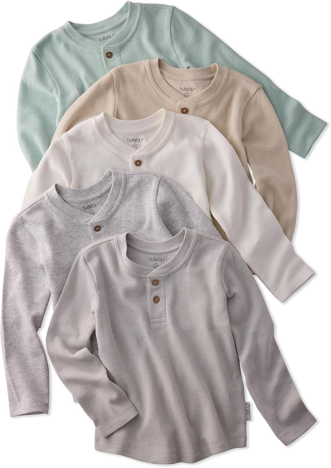 Unisex Baby Payton 5-Pack Long Sleeve Henley Shirts 100% Organic Cotton for Boys