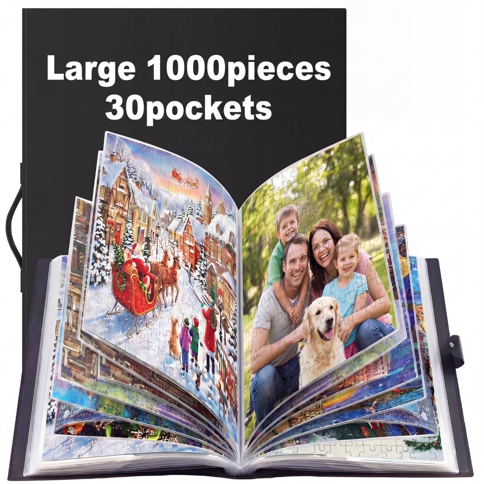 Feifeiya 30 Pockets 31" x 25.6" Puzzle Storage Folder for 1000 Pieces Portable Large Capacity Jigsaw Book Holder for 60 Sets Puzzle Folder, Dustproof and Protective Jigsaw Accessories
