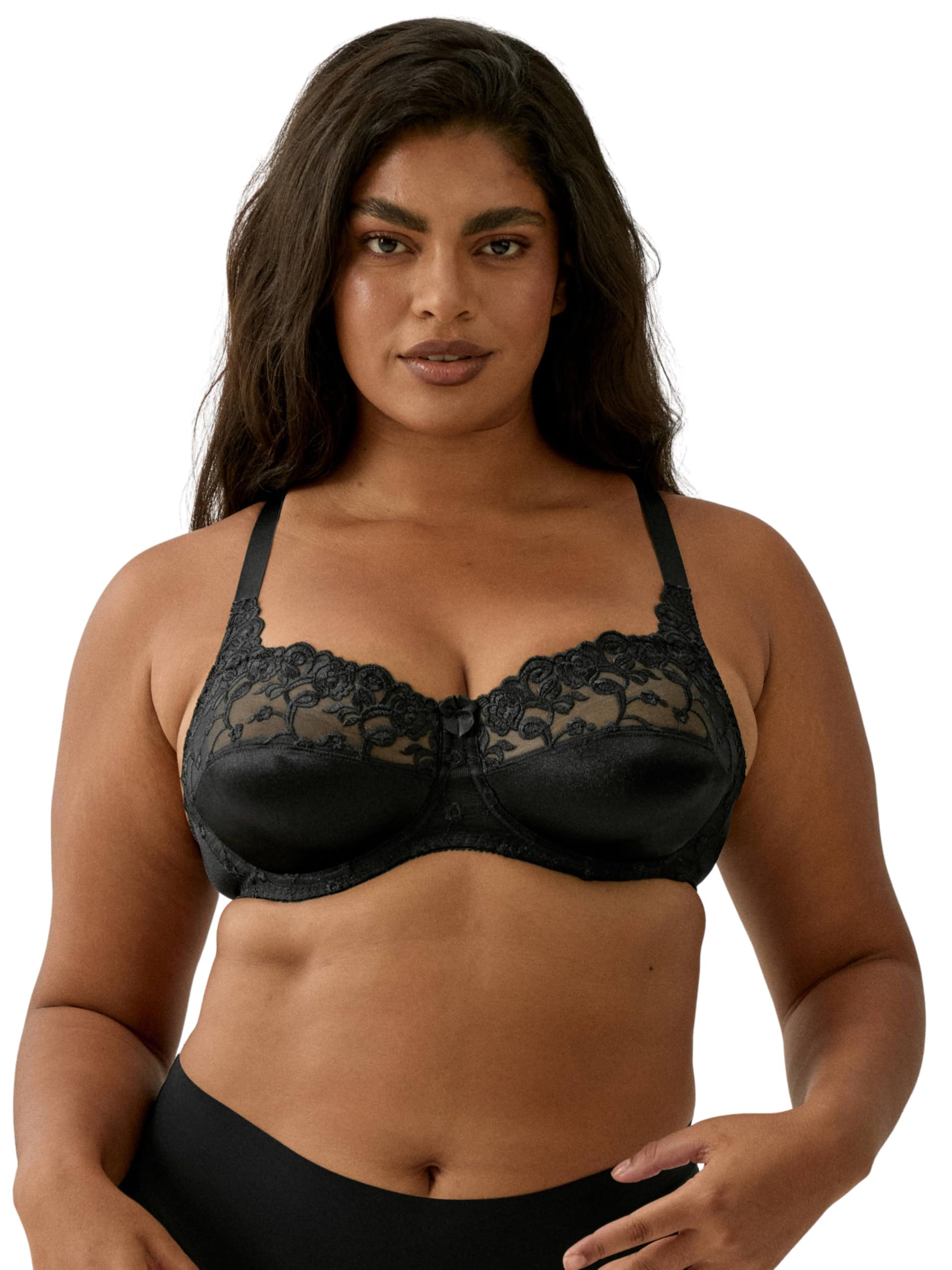 Satin & Lace Underwired Bra 87543 Black 34C