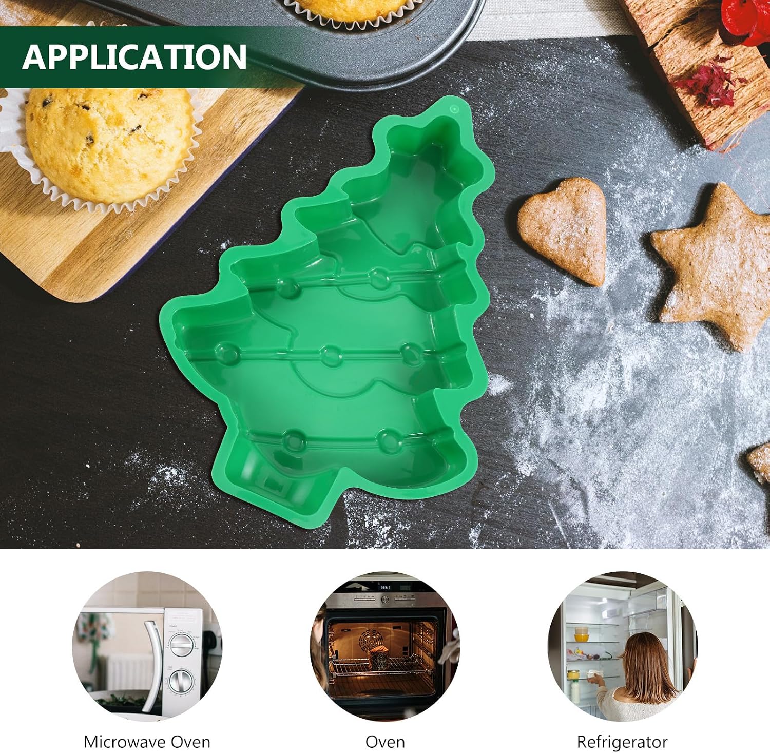 Christmas Tree Silicone Cake Mold 2pcs for Oven and Microwave Use