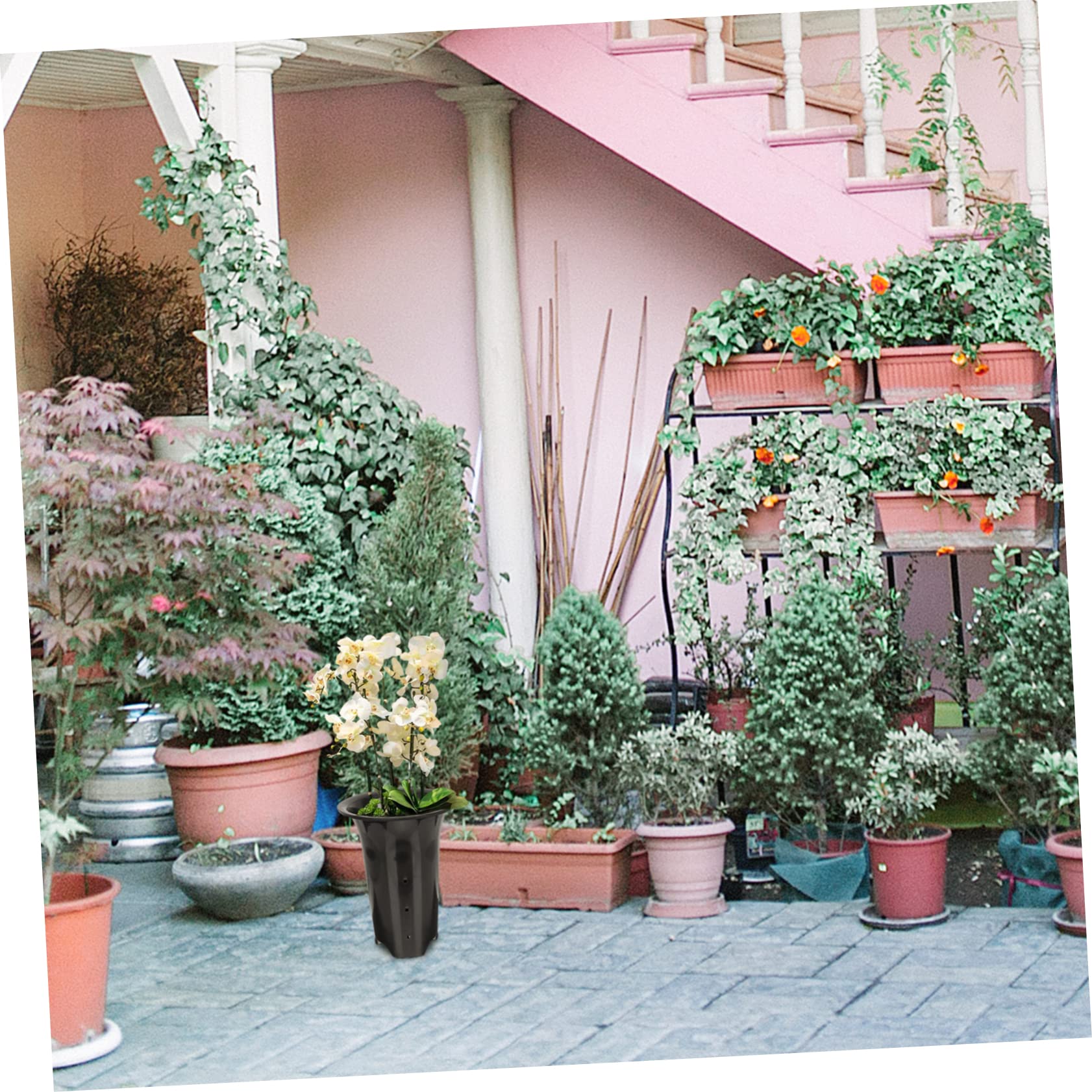 Sosoport Lot de 10 Pots De Pépinière en Plastique Noirs 6 Pouces pour Orchidées, Pots Respirants à Trous De Drainage, Hauteurs Et Épaisseur Renforcées, pour Jardin Balcon Intérieur Extérieur