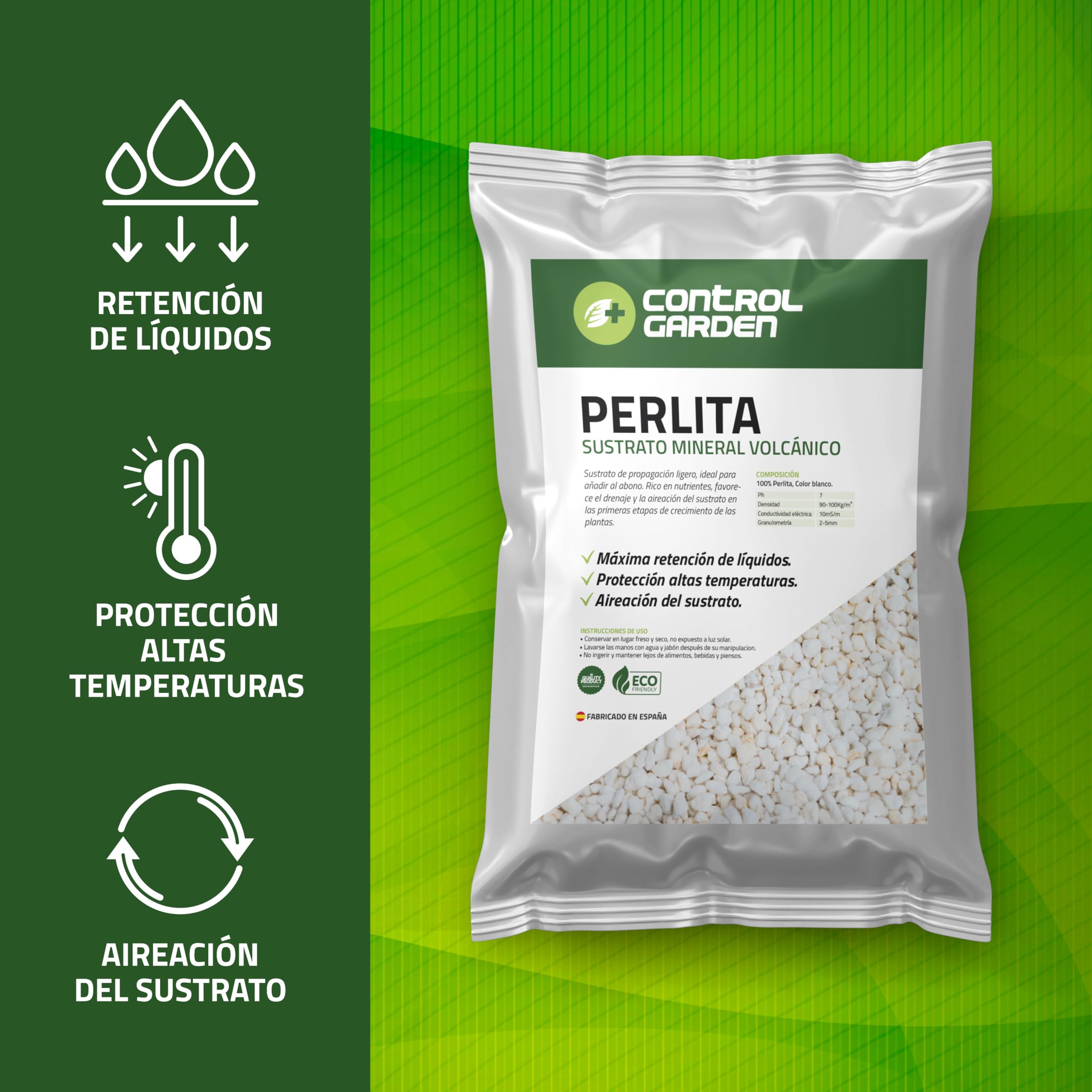 GROWMANIA.ES CONTROL GARDEN Pack Arlite 6L + Perlite 6L | Substrat pour plantes et cultures intérieur et extérieur | Fabriqué en Espagne