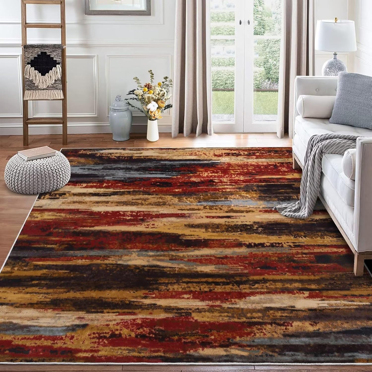 COZYLOOM Washable Rugs 9x12 Large Area Rug Modern Abstract