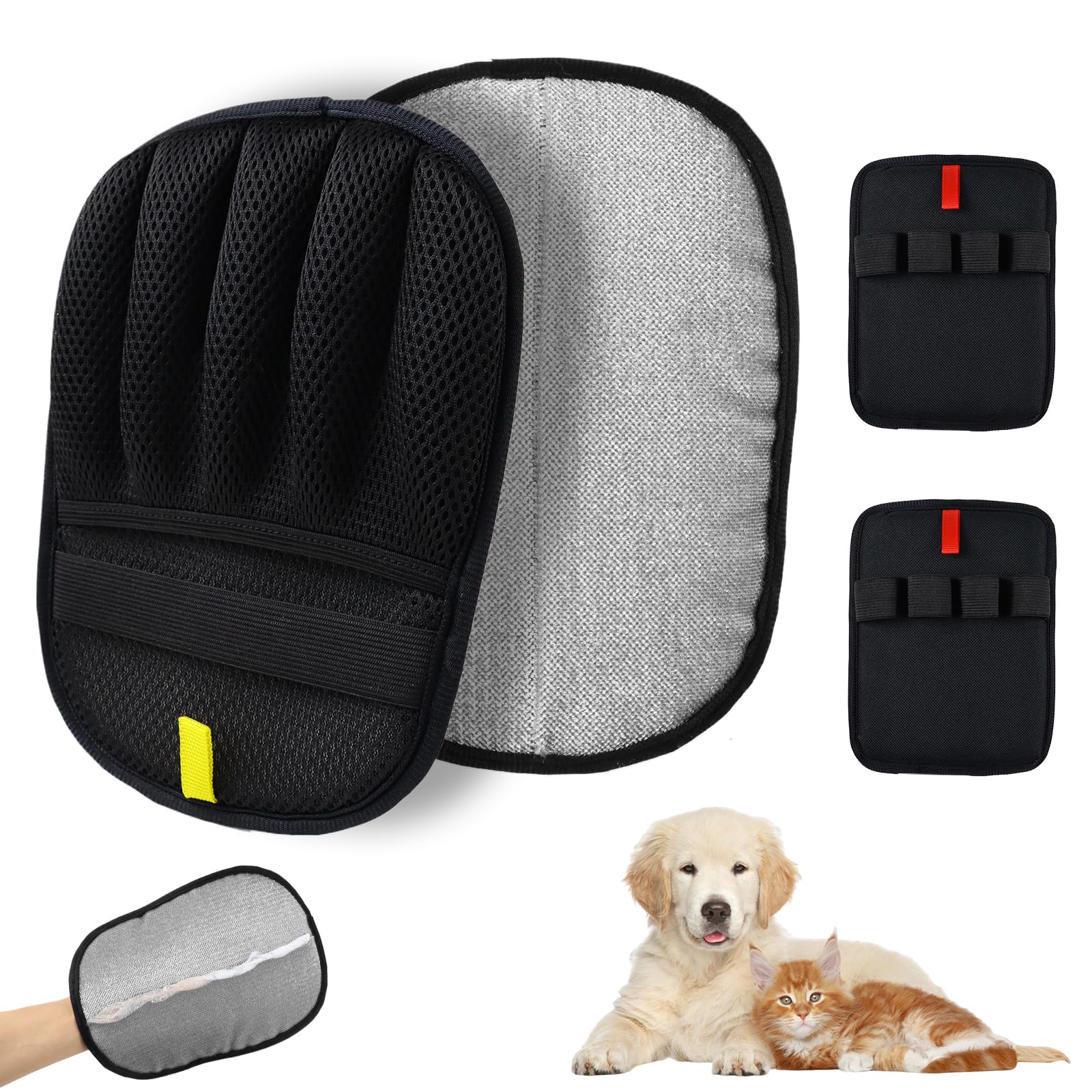 3 Pièces Gant Anti Poils Animaux, Gants électrostatiques d'épilation pour Animaux de Compagnie, Gant Poil Chat & Chien, Gant Poils Animaux Double Face Réutilisable, pour Tapis, Canapé