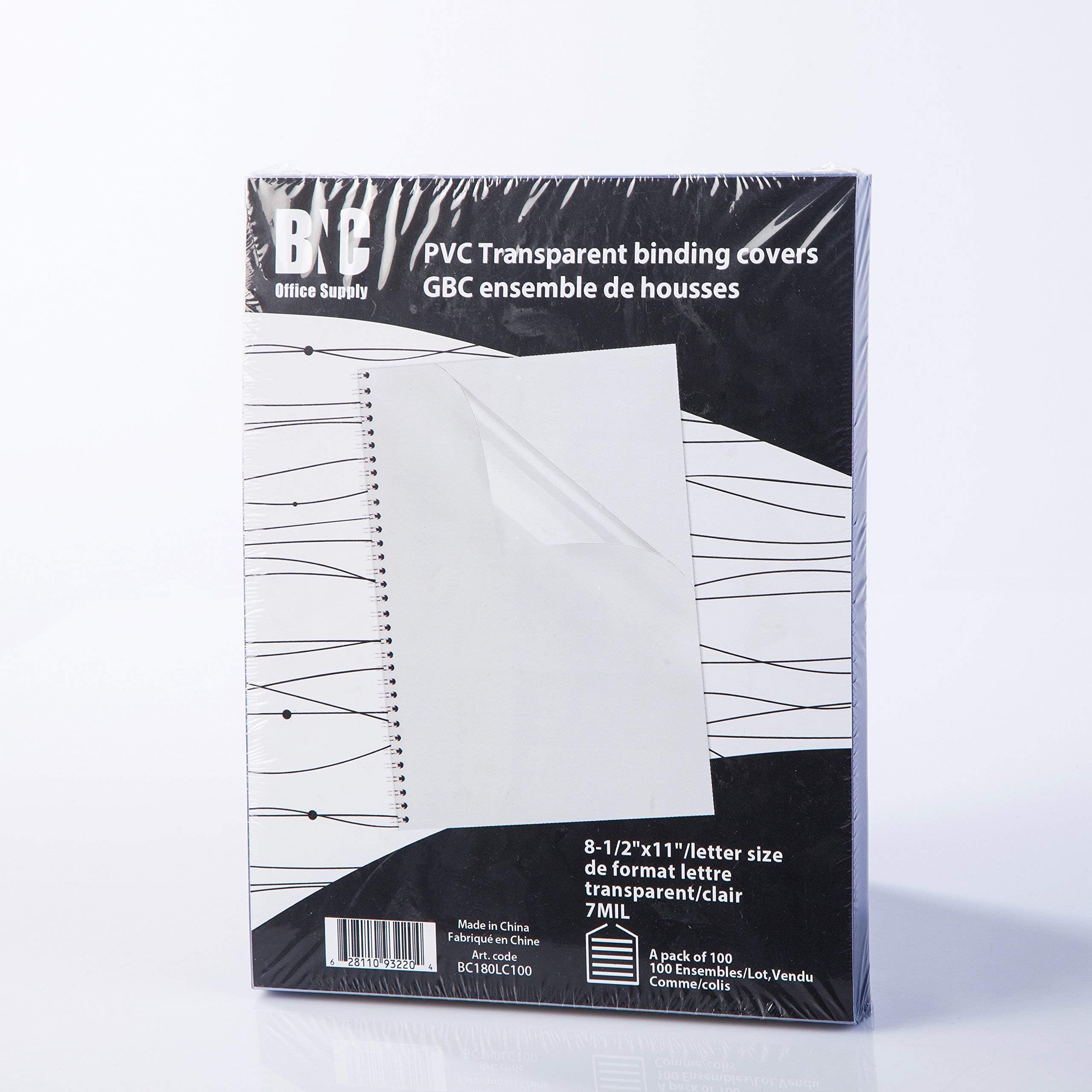 BNC OFFICE SUPPLY PVC Binding Cover - 7 mil Pack of 100 Letter Size