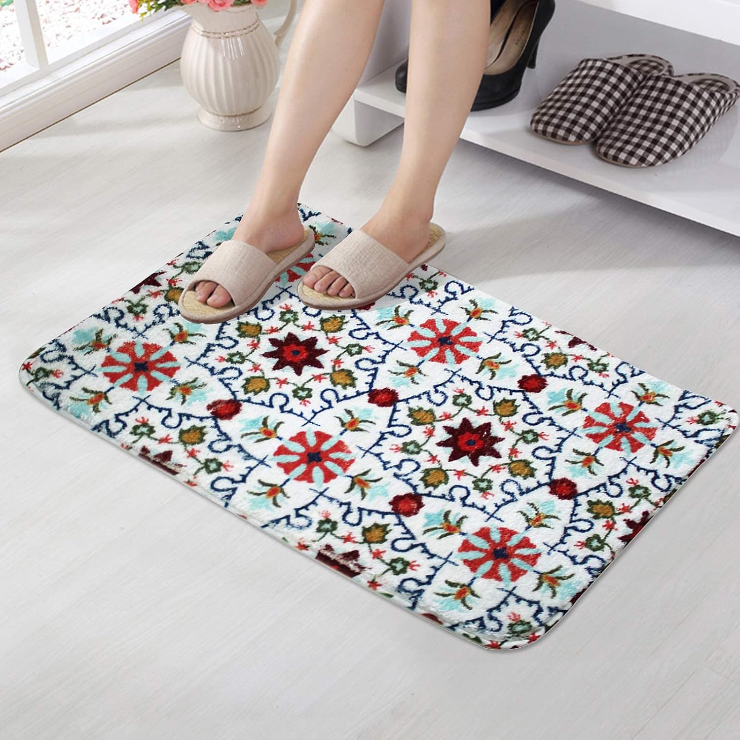 Bathroom Rugs Non-Slip Soft Bath Mat Absorbent Washable Floor Comfort Carpet Doormat for Bathroom Bathtub Bedroom Kitchen Laundry Room Door Entrance (Cosia, 19.7”x31.5”)