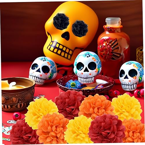 Miniatura 7 de Cabezas de flores artificiales de caléndula para Halloween, cabezas de flores de caléndula de seda, corona de múltiples capas, cabeza de flores de