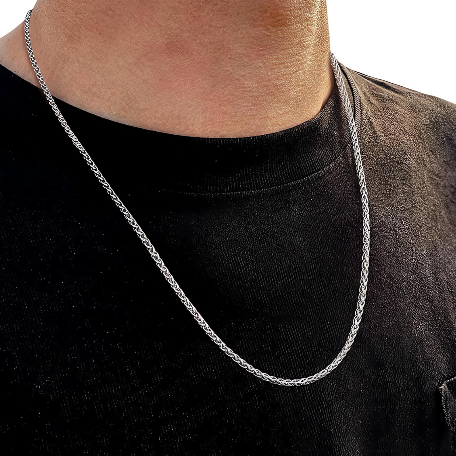 sovesi Wheat Necklace Chain for Men, Silver Plated Stainless Steel Necklace, 2.5/3mm Width Chain for Men and Women, 16-28 Inches Length Gift Jewelry - Image 8