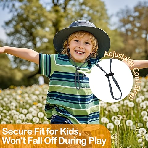 Vista 12 de Kids Sun hat for Girls Boys Outdoor Breathable Sun Protection UPF 50+ Cap Wide Brim Summer Beach Bucket hat