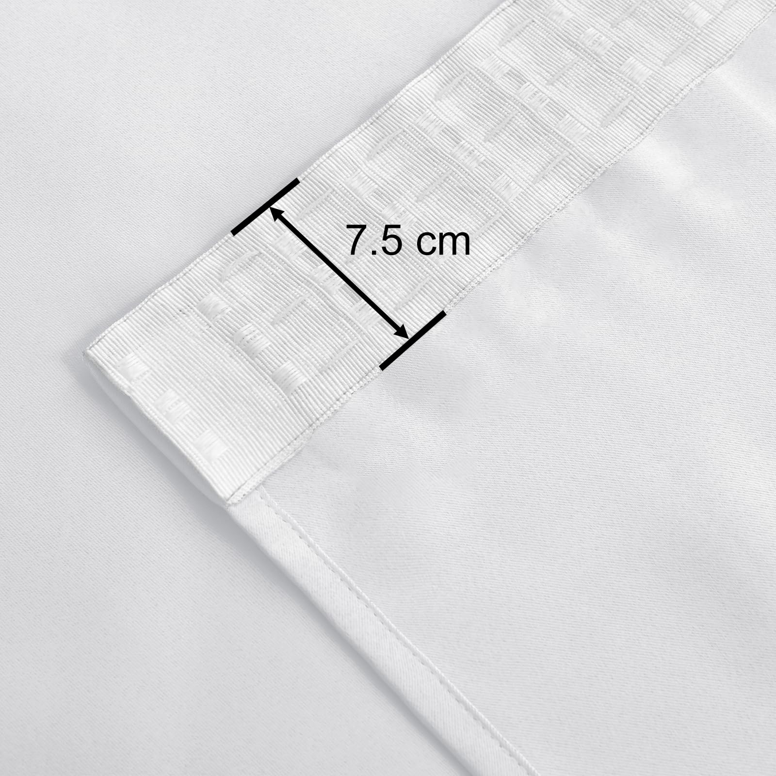 JIUZHEN Opaque Curtains with Ruffle Tape, Blackout Curtains, Living Room Curtains, Bedroom, Thermal Curtain, White Grey, H 145 x W 140 cm, Set of 2 - Image 4