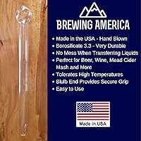 Vista 2 de Brewing America Glass Wine Thief for Brewing Wine - Hand Blown Borosilicate 3.3 Long and Narrow for Testing Brew- Made in the USA