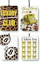 Vista 11 de Ambientador de coche con estampado retro de guepardo, 4 piezas, estampado de leopardo, 8 bolas de la suerte, ambientador colgante para el hogar