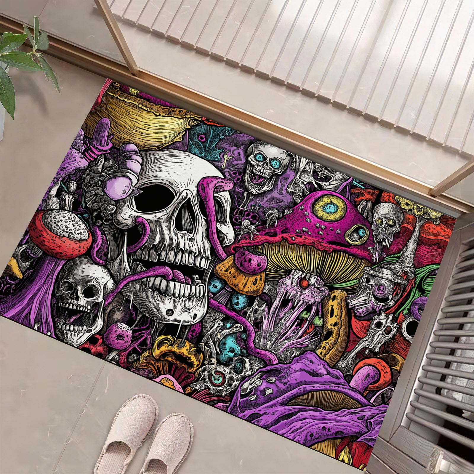 Paillasson d'intérieur pour entrée et cuisine tapis psychédélique