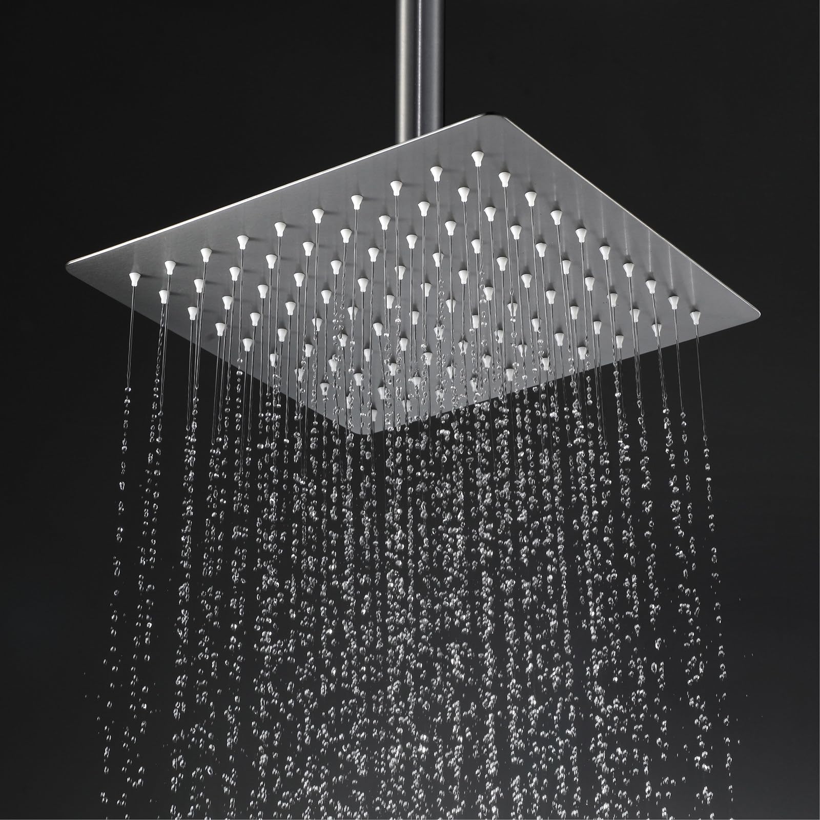 Rociador Ducha Efecto Lluvia, Alcachofa de Ducha Grande con Filtro Antical, Acero Inoxidable 304, 360° Giro, Conexión G1/2, Gris