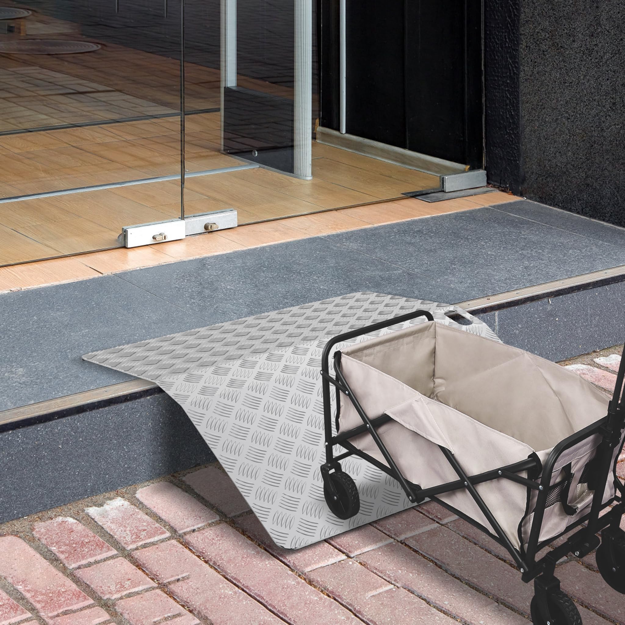 Aufun Rampa para silla de ruedas de 70 cm x 100 cm, superficie antideslizante, de aluminio, con capacidad de carga de 270 kg, 10 cm de alto para silla de ruedas y carrito de mano