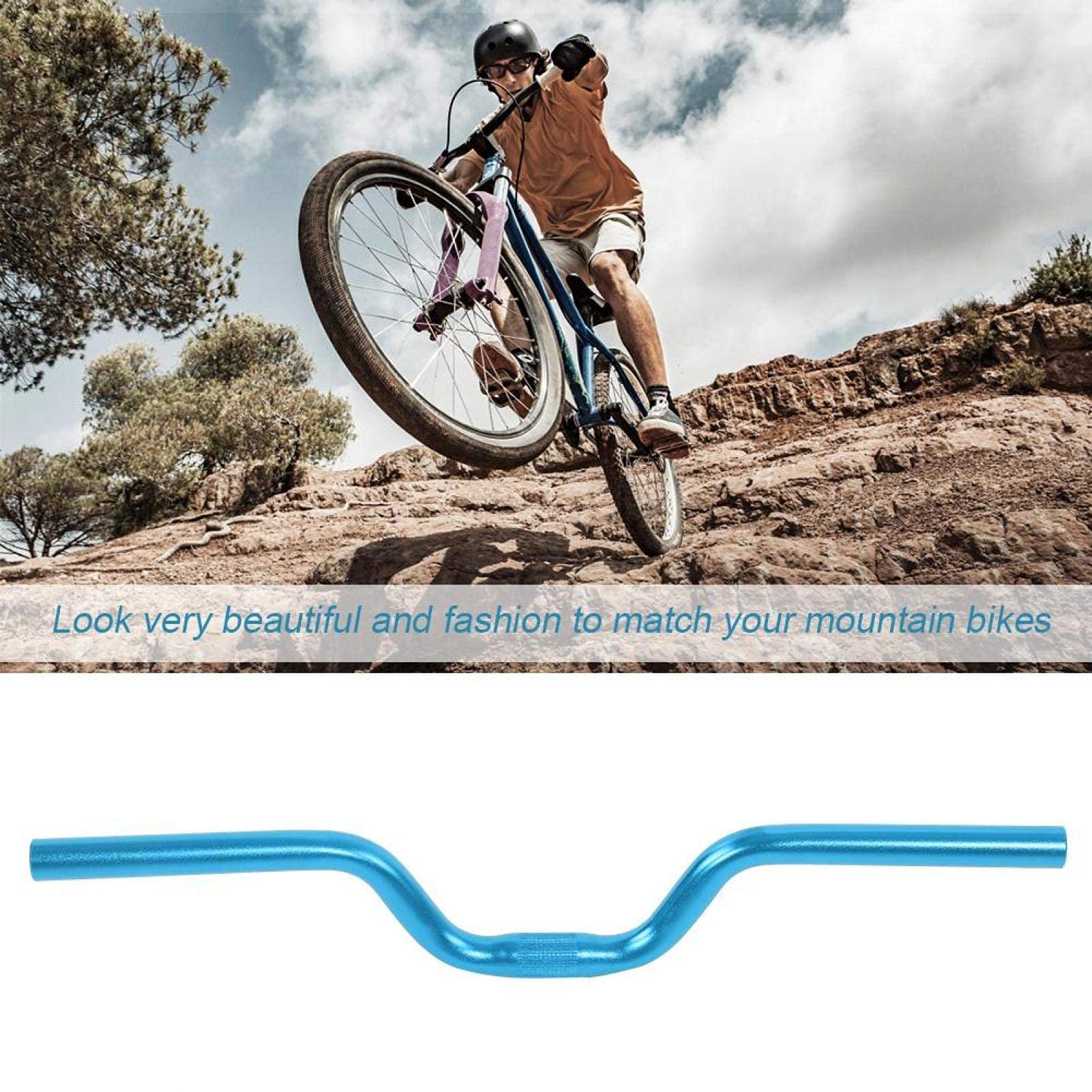 TOPINCN Riser, Aluminum Alloy Flat Extra Long Handlebar Fixed Gear 25.4mmx 520mm (Blue)