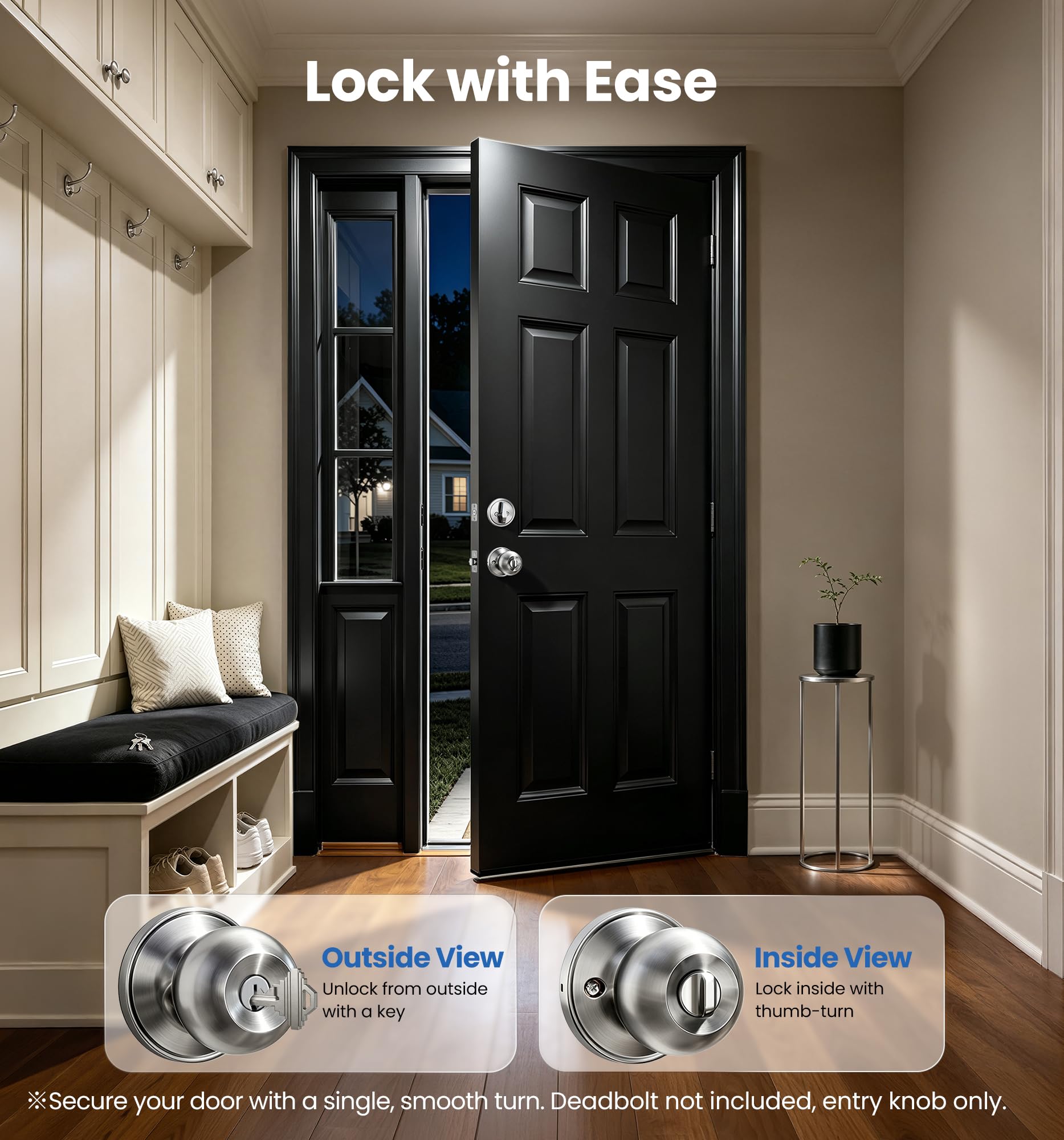 Veise 3-Pack Keyed Alike Entry Door Knobs - Satin Nickel -3