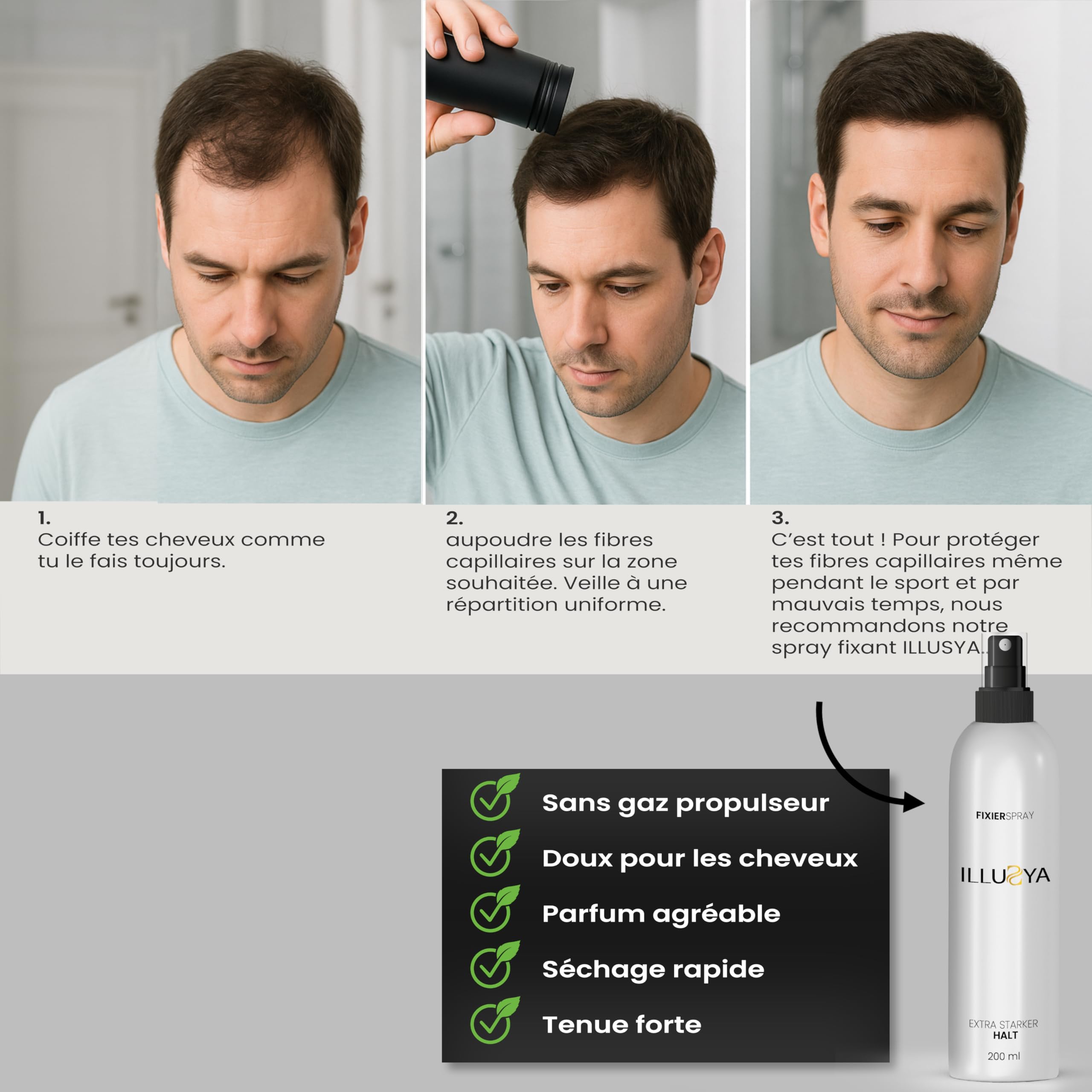 Fibres capillaires densifiantes – Densificateur de cheveux – Effet densité naturel – Pour cheveux fins et clairsemés - brun fonce - 25g