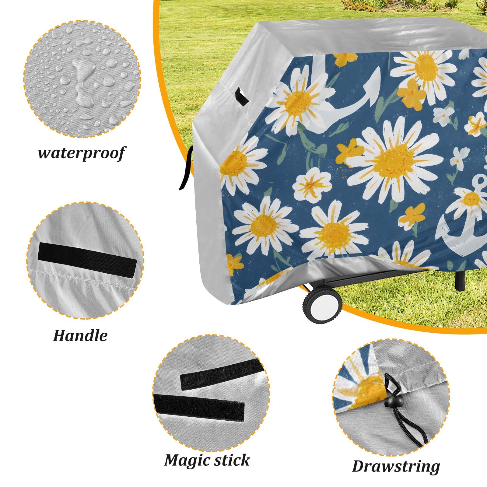 Anchors Daisy - Funda para barbacoa impermeable y resistente al aire libre