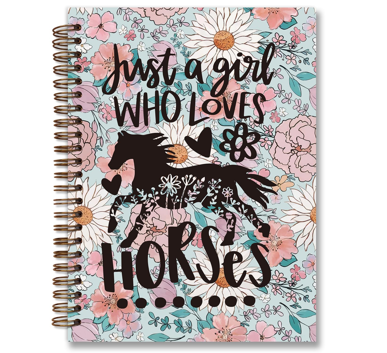 foedor Just A Girl Who Loves Horses Notebook Journal,Horse Gifts for Girls, Flower Aesthetic Hardcover Spiral Notebook for Offices Schools Classrooms,Horse Journal for Work Writing,Gifts for Horse Lovers