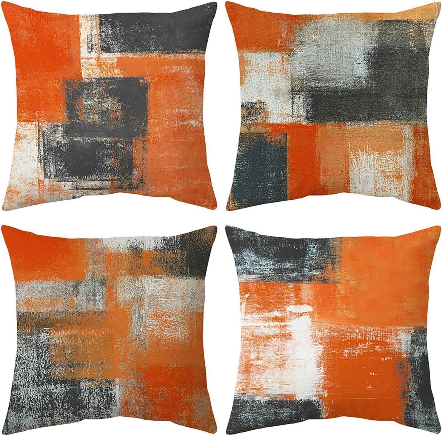 Burnt Orange Throw Pillow Covers 20x20 Set of 4 Decorative Cushion Cover Taupe Abstract Art Painting Pillow Covers for Sofa Couch Bedroom Living Room Outdoor Home Décor Burnt Orange 20" x 20" (Pack of 4)