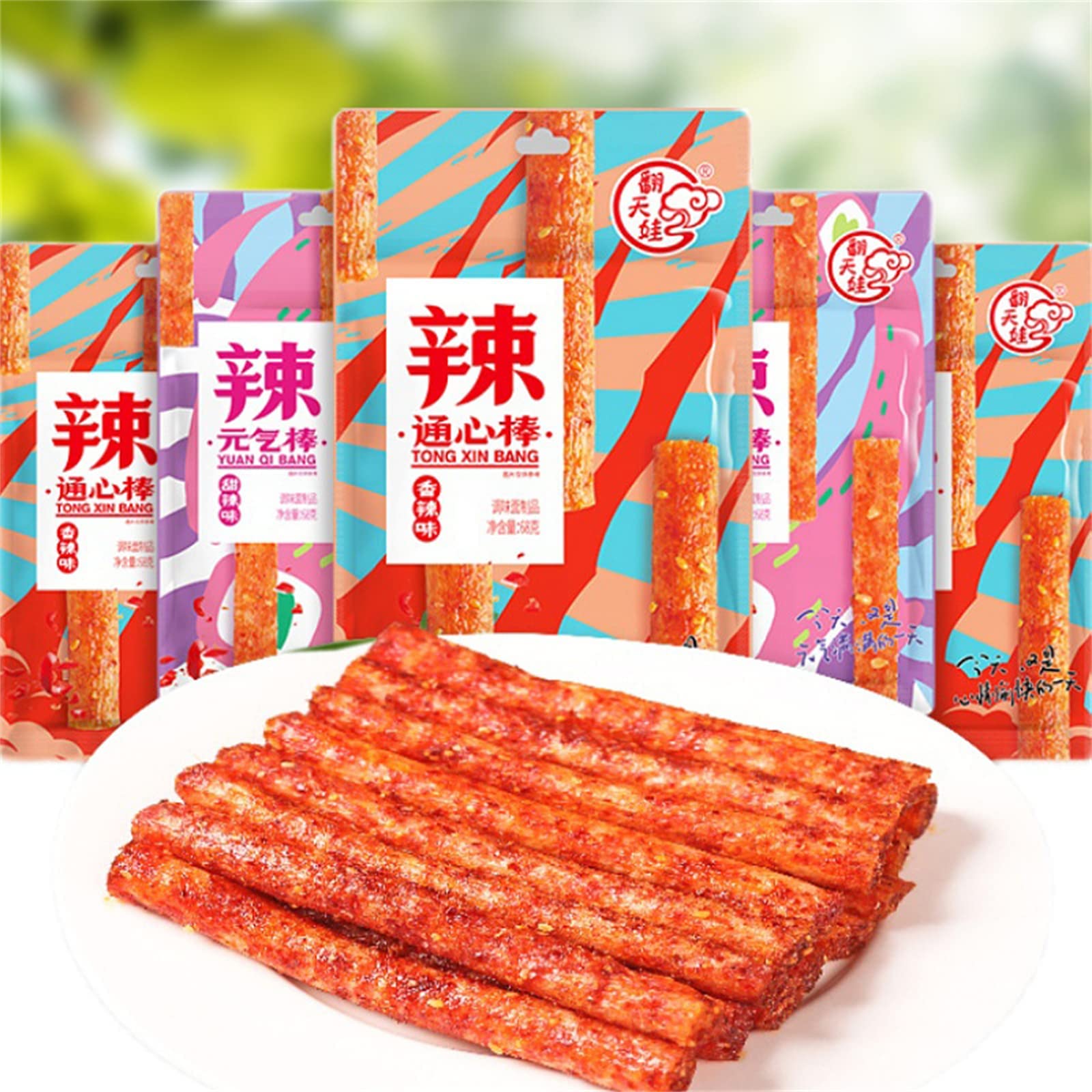 Amazon | 辣条 中国 お菓子 翻天娃辣条【超辛い通心棒+微辛い元气棒68g