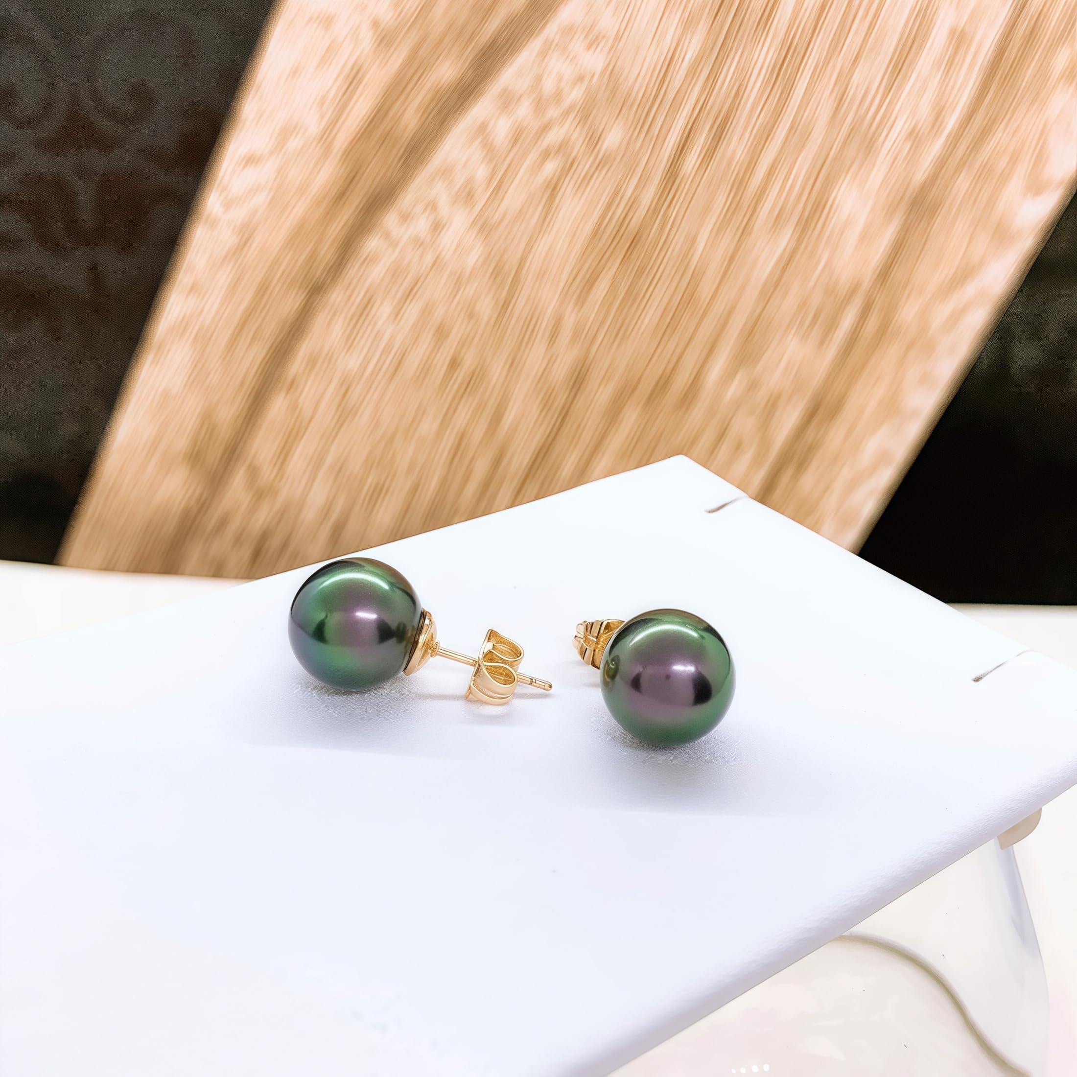 Orecchini Perla Stile Tahiti in Argento 925 Placcato Oro – Eleganti, Regalo Donna (10mm/12mm)