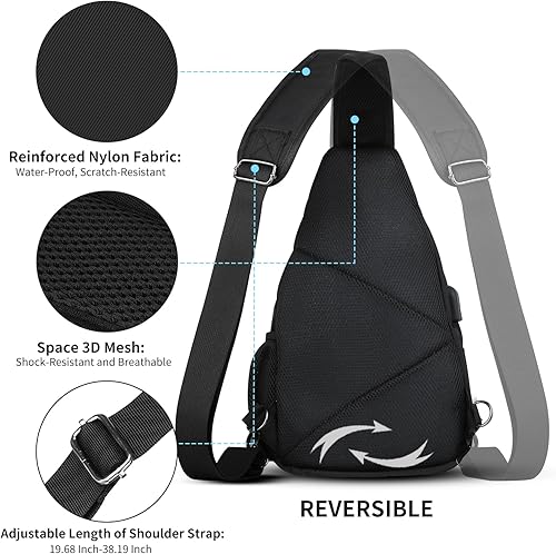 Miniatura 3 de AMJ Bolso bandolera para hombres y mujeres, mochila de hombro casual, mochila de pecho para senderismo y viajes