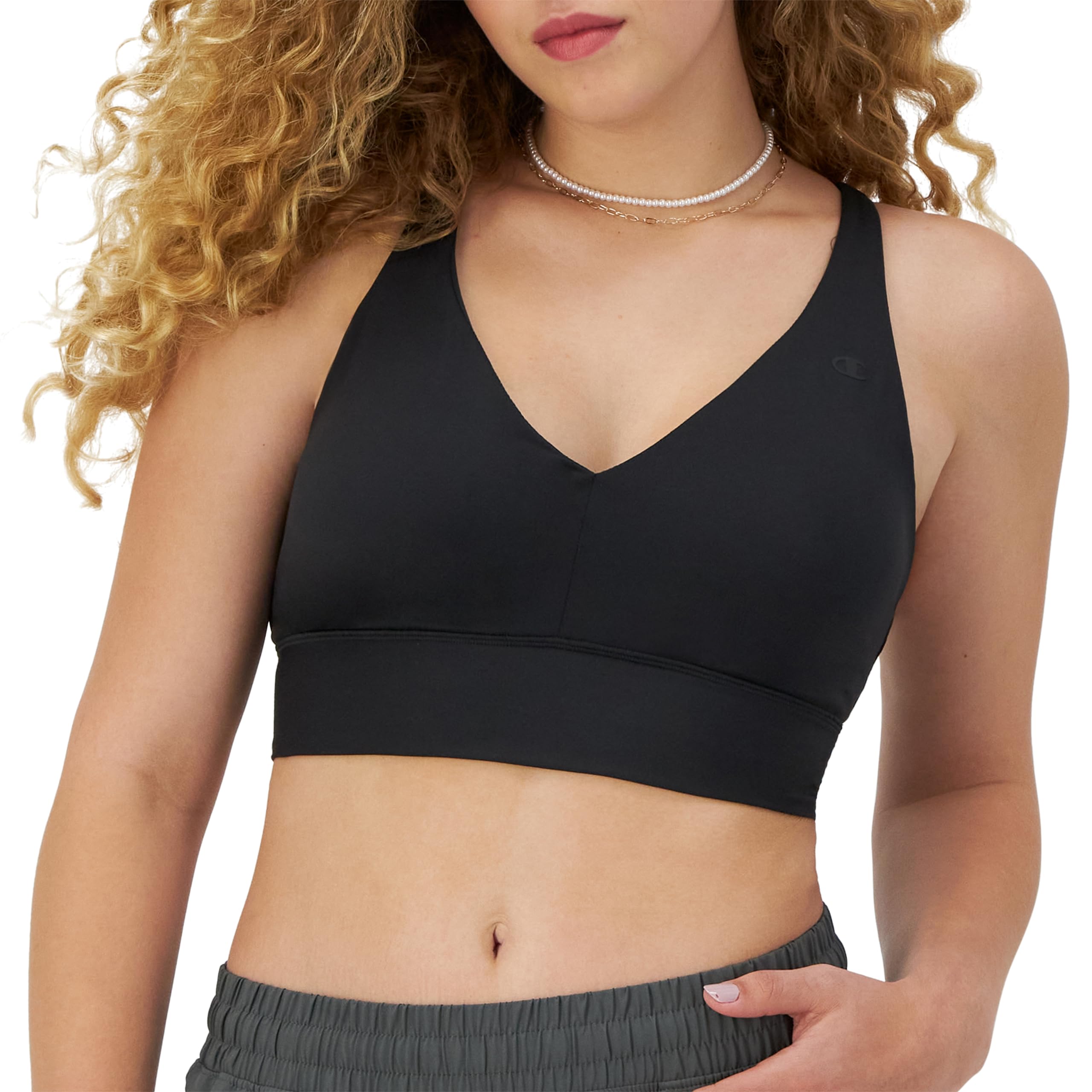 ChampionWomen's Sports Bra, Soft Touch, Moisture Wicking, Longline Strappy Sports Bra for Women