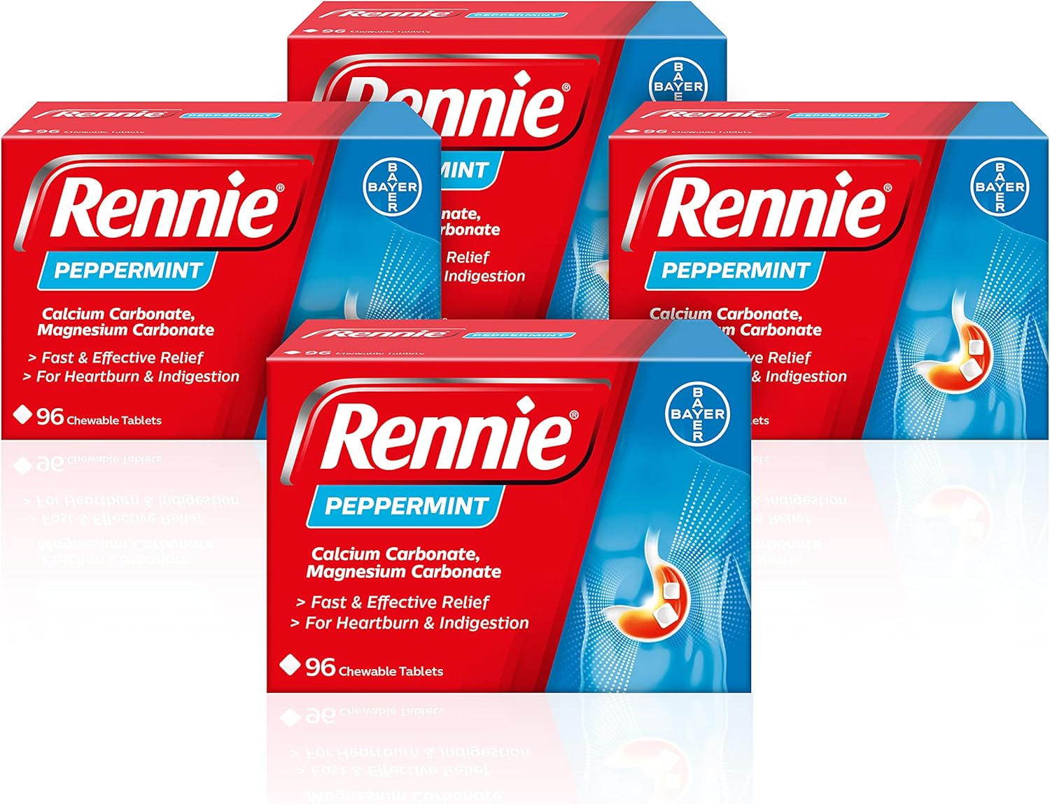 Rennie Antacids, Peppermint Flavour Heartburn Relief and Indigestion