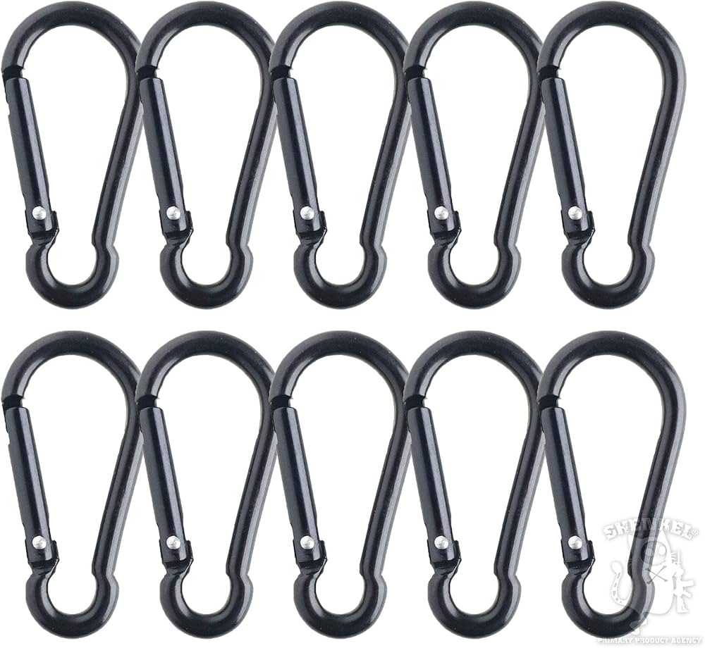 Amazon | カラビナ アルミ製 軽量 黒 ブラック 10本入り 47x23mm 耐