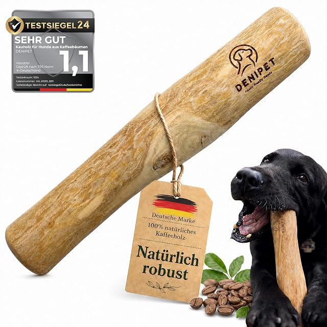 Denipet - Hueso masticable de madera de café para perros grandes a partir