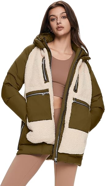Orolay Womens Thickened Winter Down Coat Windproof Hooded Puffer Jacket with 6 Pockets