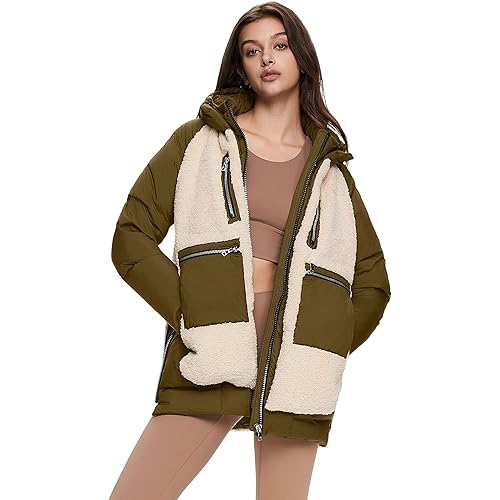 Orolay Women's Thickened Winter Down Coat Windproof Hooded Puffer Jacket with 6 Pockets