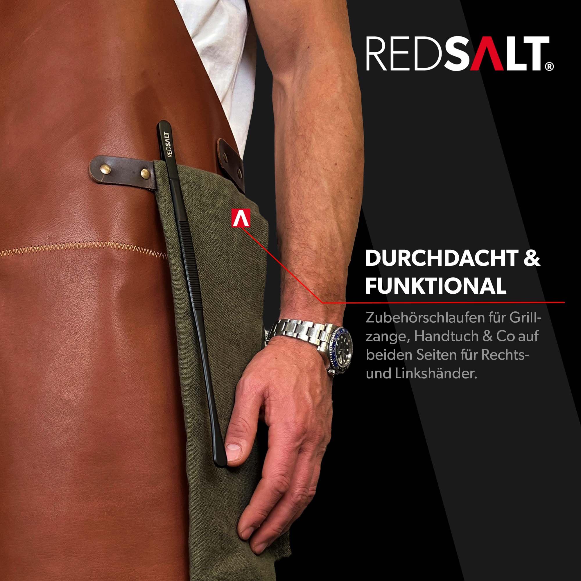 REDSALT® Delantal de piel 100% búfalo, 84 x 62 cm, color marrón, delantal profesional para barbacoa, delantal de trabajo, cocina, gastronomía, bar, barista, delantal de cocina, delantal de cocina,