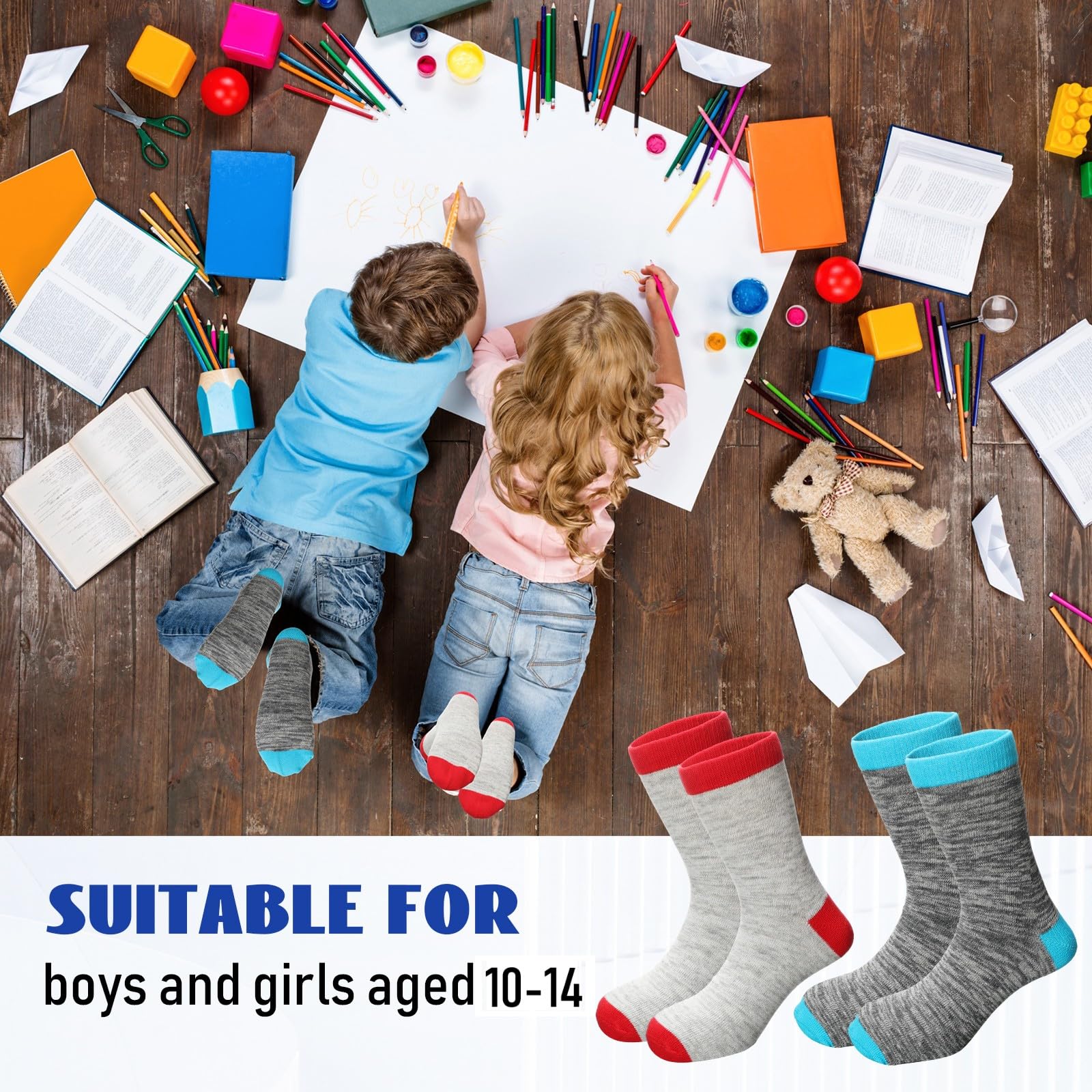 Chuarry 50 pares de calcetines cálidos para niños, calcetines de algodón suave al tobillo, transpirables, calcetines atléticos para deportes de invierno
