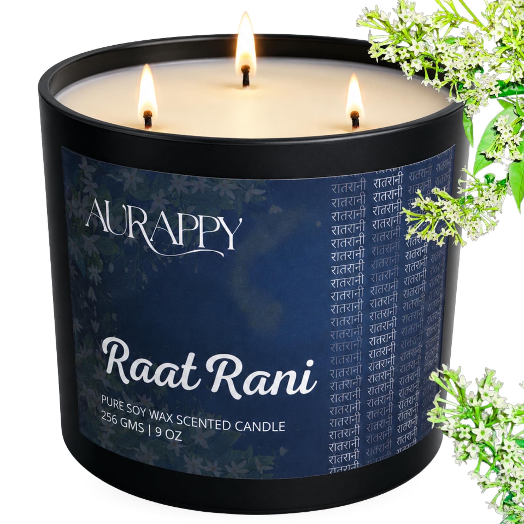 Scented Candle for Home | 100% Soy Wax | Raatrani | 3 Wick | 40Hr Burn | Indian Floral Candle | Raat Ki Rani Fragrance | Traditional Luxury Gift-image-22