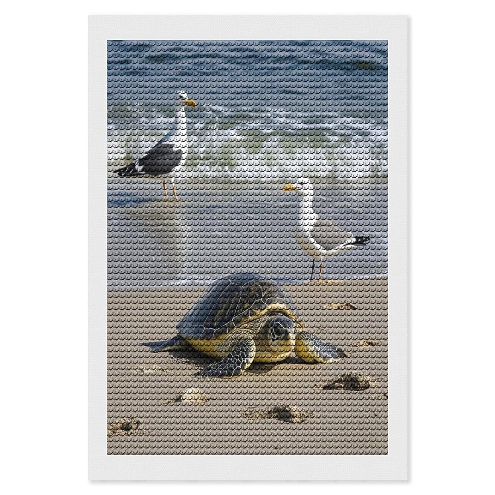 FekiLoot Green Sea Turtle Paint by Numbers Kit for Adults Beginner DIY Diamond Dots Paintings Round Full Drill Diamond Art Kits Picture Diamond Art Painting Kits for Home Decor 8"x12"
