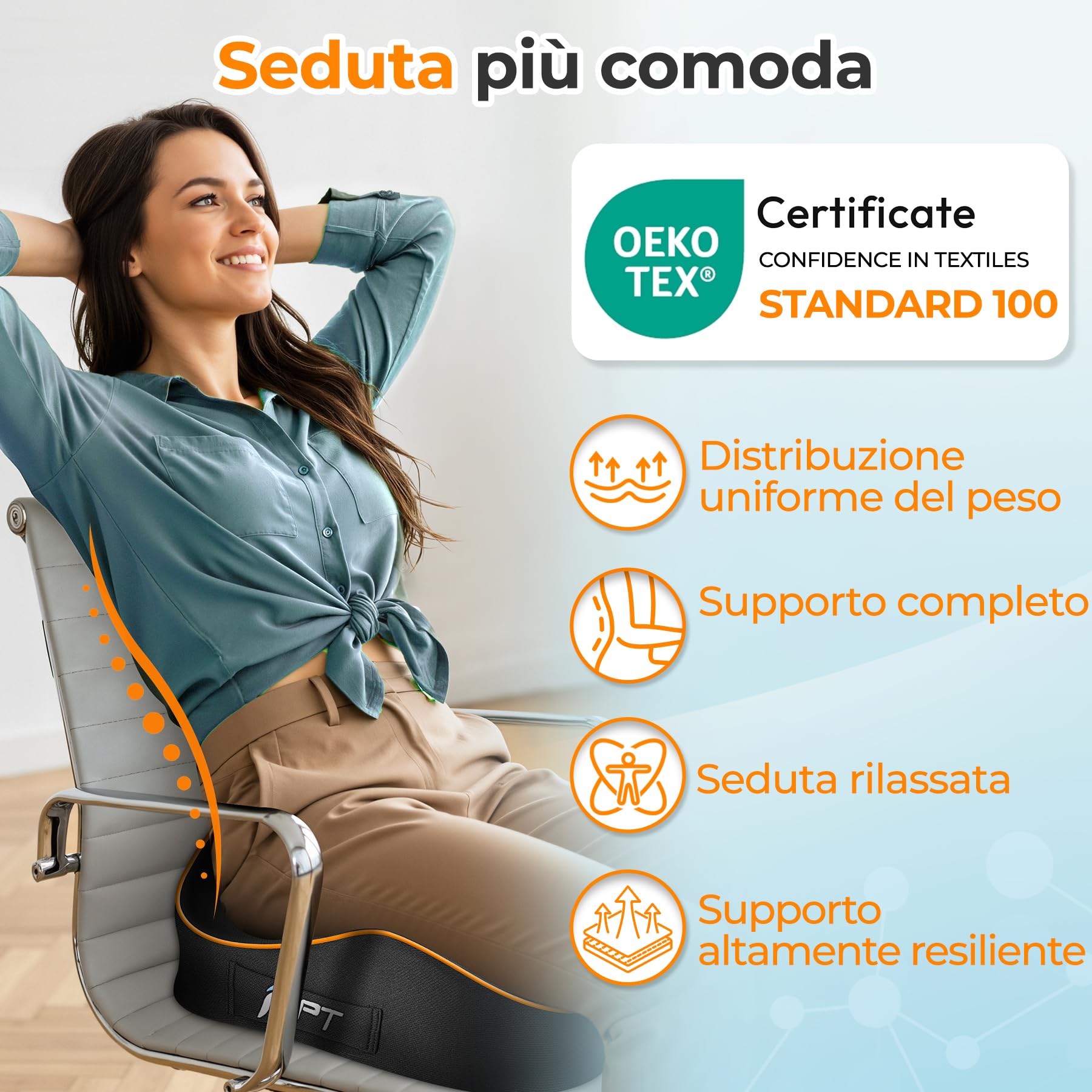 Cuscino Sedia Ufficio - Cuscino Sedile, Cuscino Memory Foam per Sedia da Scrivania, Ufficio Casa Auto Sedia a Rotelle, tutte le stagioni