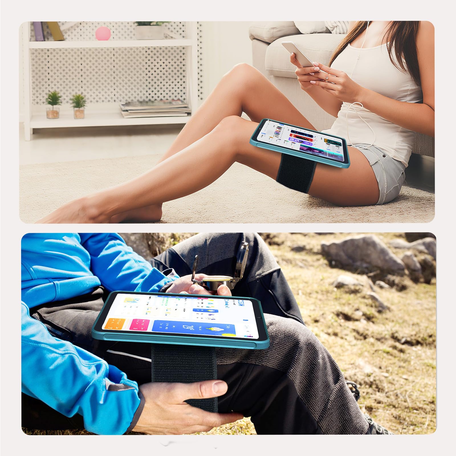 OHLPRO Pilot-Kniebrett Tablet Halterung, iPad Halter Magnetisch für das Bein, Piloten Kniebrett Tablethalter Kompatibel mit iPad Pro Mini Air iPhone Kindle Galaxy Tab und die Meisten Tablets (Schwarz)
