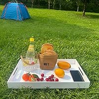 Vista 69 de Bandeja de servir de acrílico blanco brillante con asas resistentes - 10x15 pulgadas - Bandeja para servir café, aperitivos, desayuno, mayordomo