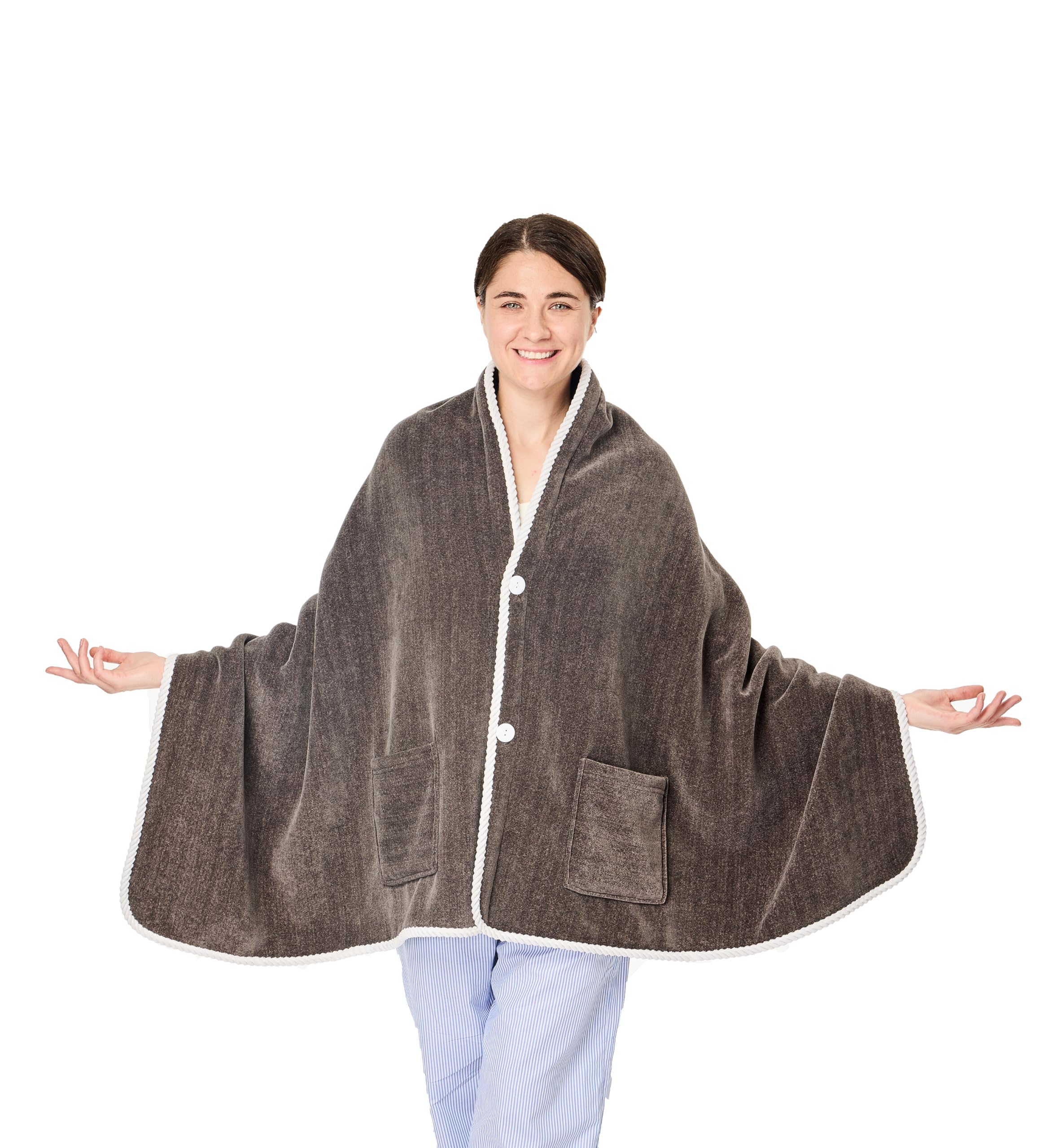 XING YE CHUAN Fleece Wearable Blanket, Comfy Poncho Throw with Buttons, Plush Sleeveless Blankets, for Women Cape Wrap Cover…