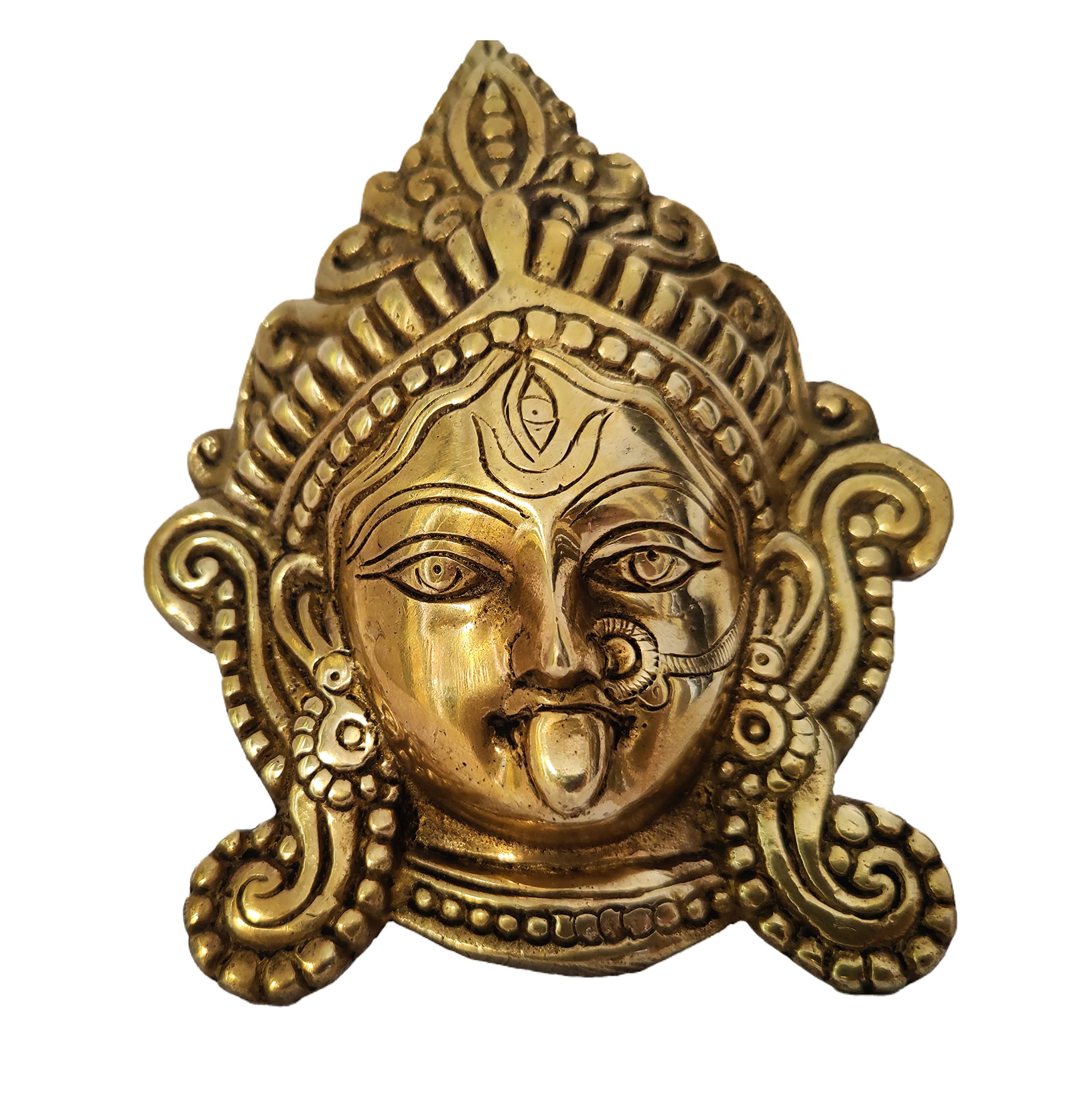 GURU JEE™ Masque Maa Kali en laiton fait à la main - Statue de Moorti