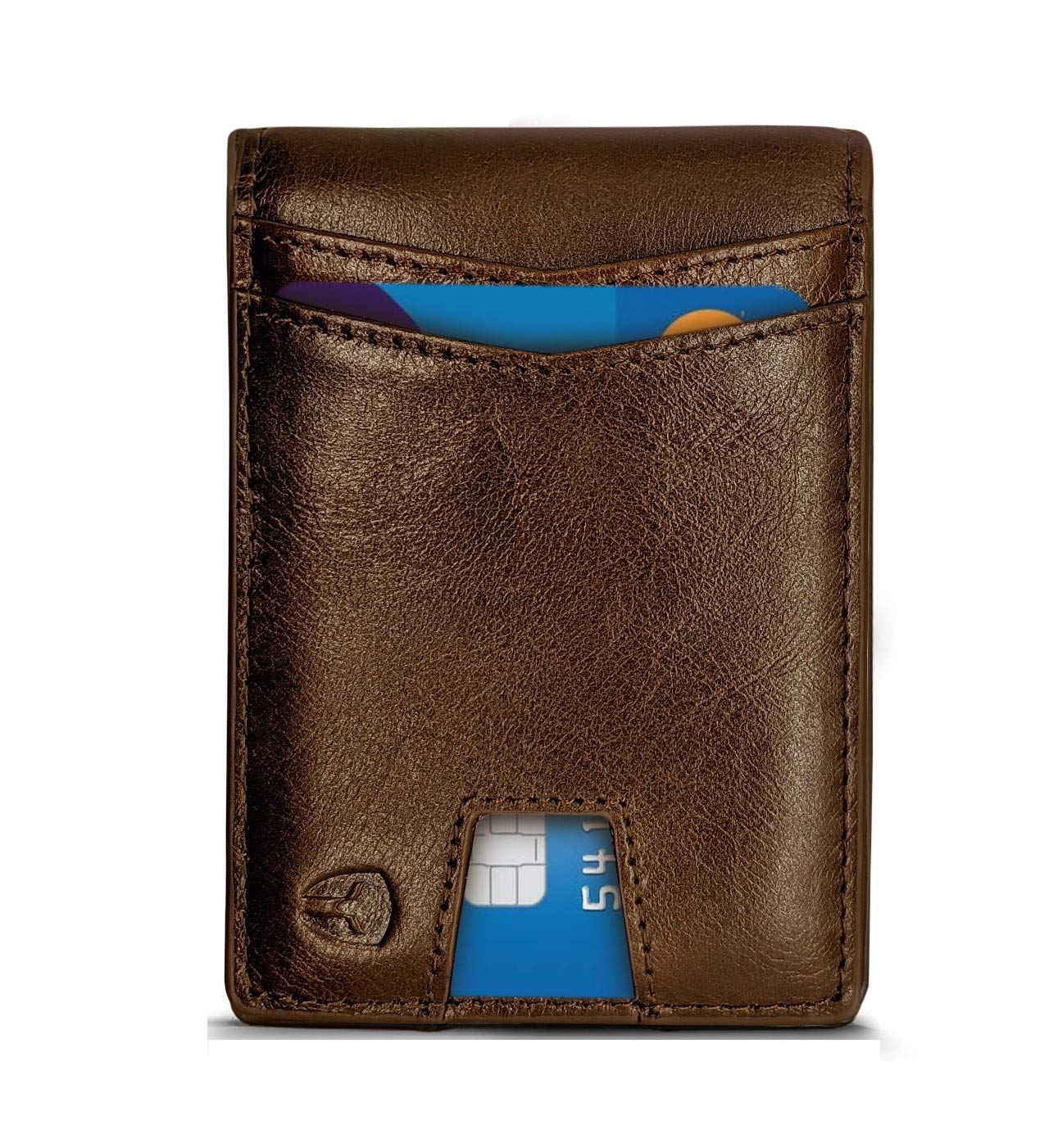 Bryker Hyde Slim Vertical Bifold RFID Blocking Full Grain leather Wallet for Men, Front Pocket, Bill/Receipt pocket and Pull Tab Card Slot (Dark Brown w/Pull Out Card Pocket)