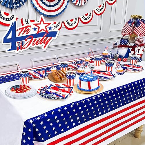 Miniatura 6 de 256 piezas de decoraciones patrióticas de la bandera estadounidense para el 4 de julio, platos de papel desechables para el 4 de julio, vasos,