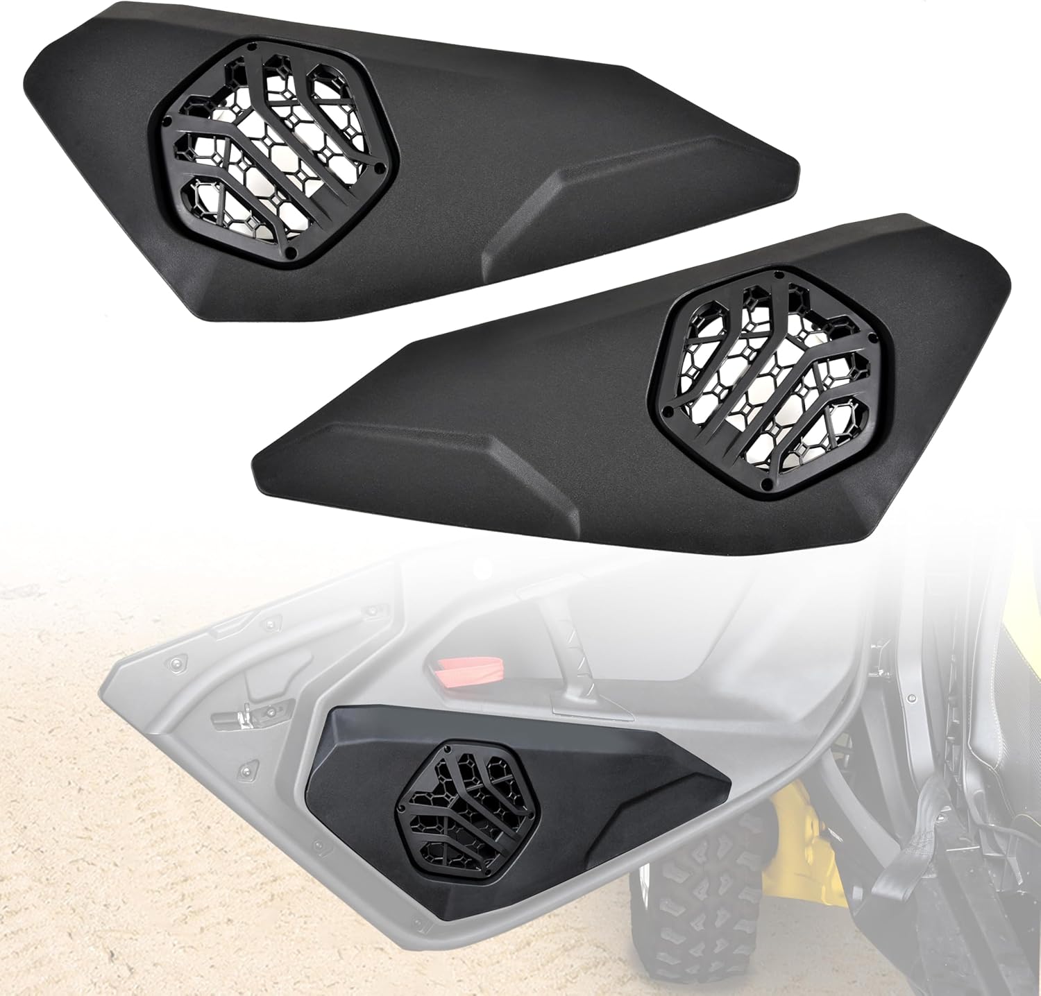 6.5" Front Lower Door Speaker Pods for Can-Am Maverick R 2024+, Front Half Doors Speakers Enclosures Pods Panels Mount for Can-Am Maverick R 2024+ Accessories